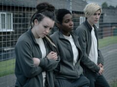 Bella Ramsey with co-stars Tamara Lawrance and Jodie Whittaker starring in the second series of Time (BBC Studios/Sally Mais/PA)