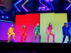 S Club performs on stage at the AO Arena in Manchester on Thursday. (Peter Byrne/PA)