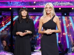 Claudia Winkleman and Tess Daly, during their appearance on the live show on Saturday for BBC1’s Strictly Come Dancing (Guy Levy/BBC/PA)