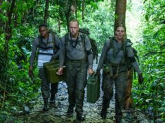 Matt Hancock, Perri Shakes-Drayton and Danielle Lloyd doing jungle navigation (Pete Dadds/Channel 4/PA)
