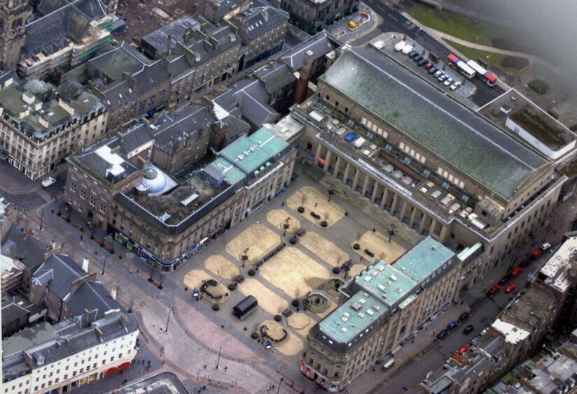 An undated aerial shot of the Caird Hall in Dundee.