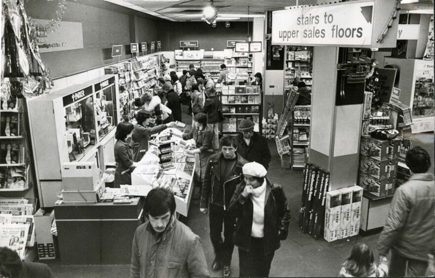 People shopping in John Menzies in December 1979.