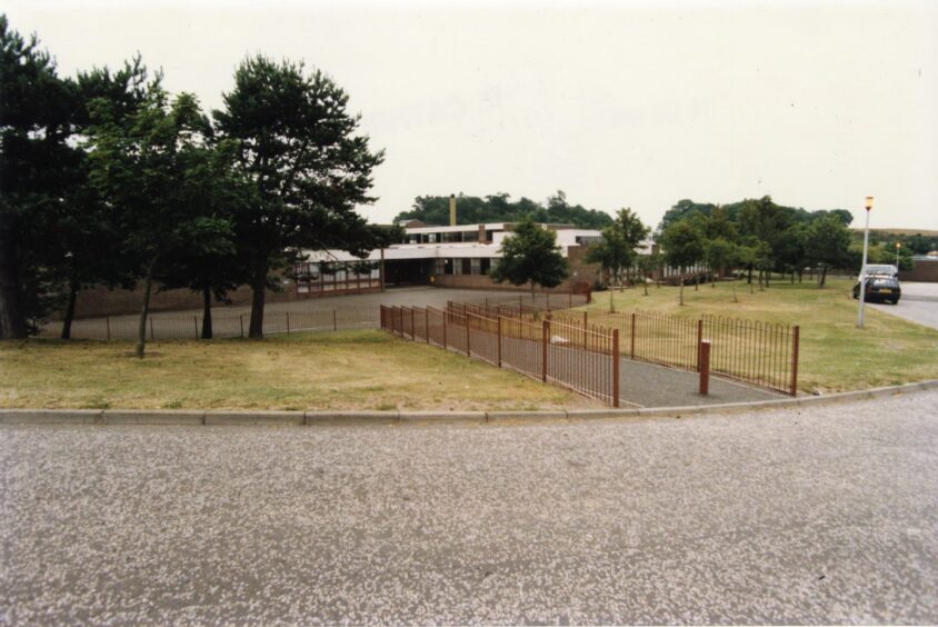 The entrance to Whitfield High School in July 1996. Image: DC Thomson.