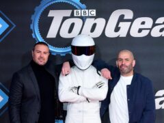 Paddy McGuinness, The Stig and Chris Harris attending a Top Gear premiere (Ian West/PA)