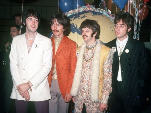 The Beatles – left to right, Paul McCartney, George Harrison, Ringo Starr and John Lennon – at a recording studio in London in 1967 (PA)