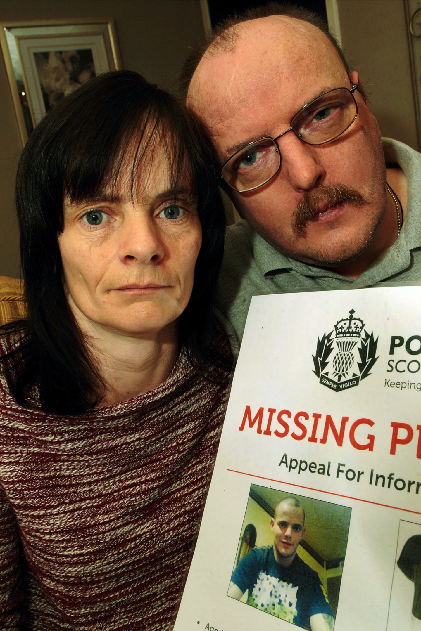 Allan Bryant Snr and Marie Began with a missing person poster at Christmas 2013. Image: DC Thomson.