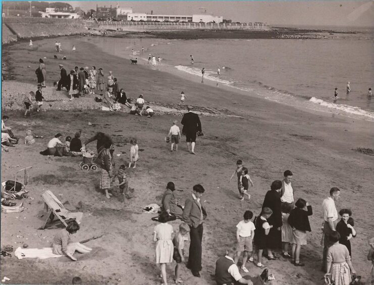 A busy shot of Arbroath beach in 1955. Image: Supplied.