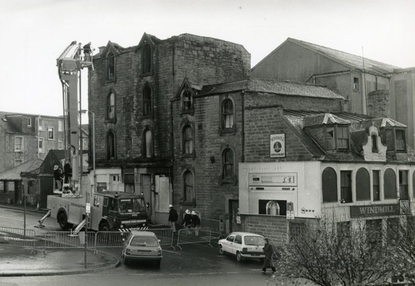 The exterior of the Windmill Bar after the fire.