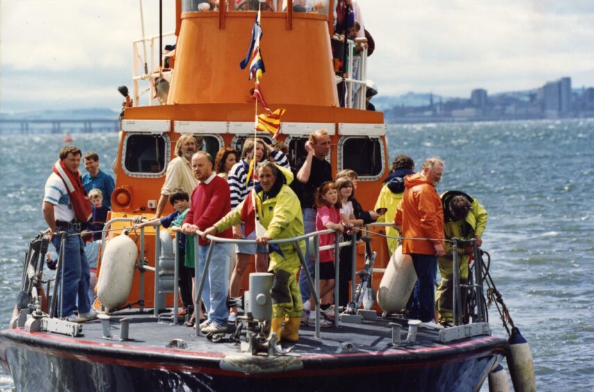 Members of the public on the Arbroath RNLI lifeboat. Image: DC Thomson.