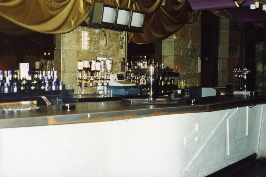 Fat Sam's quiet bar all stocked up in 1993. Image: DC Thomson.