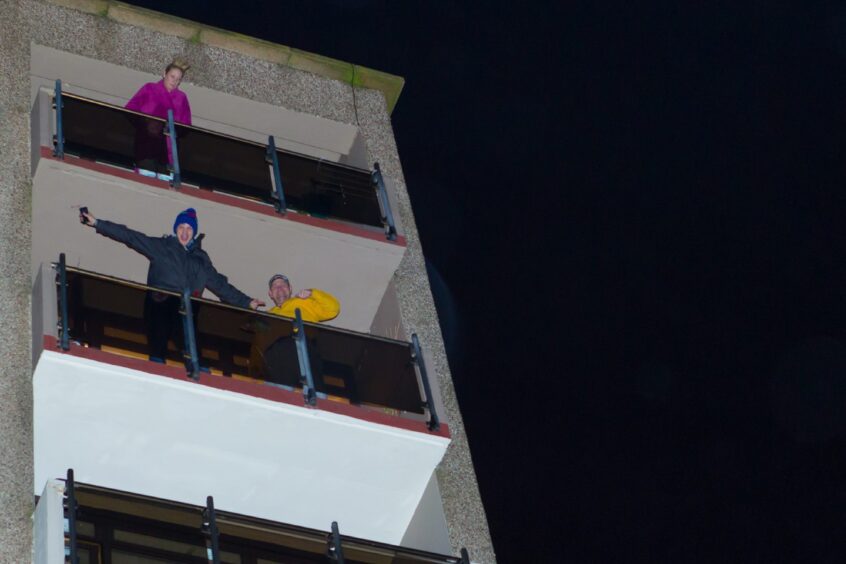 Residents watch from nearby flats in Kirkcaldy in 2013