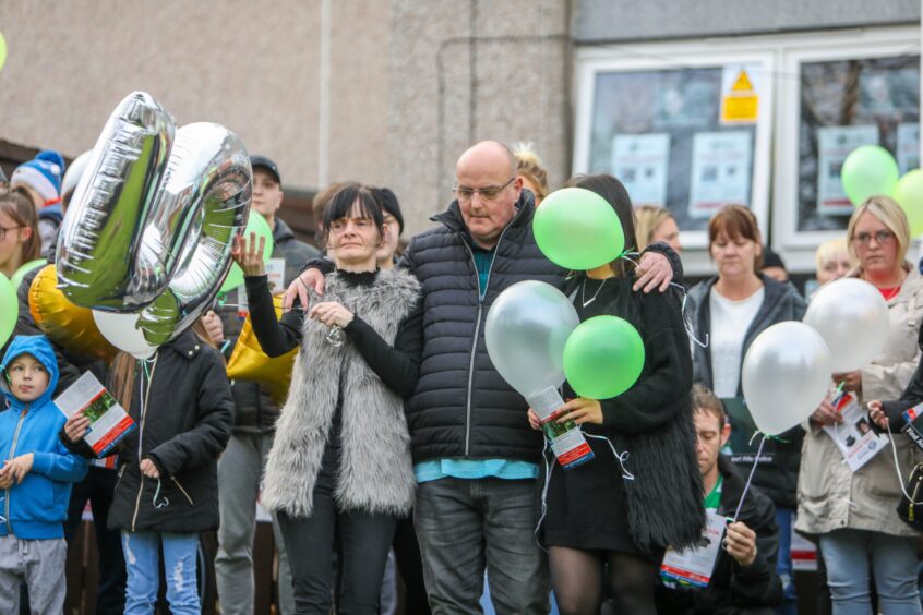 The Bryant family release balloons to mark the fifth anniversary in 2018. Image: Steve Brown/DC Thomson.