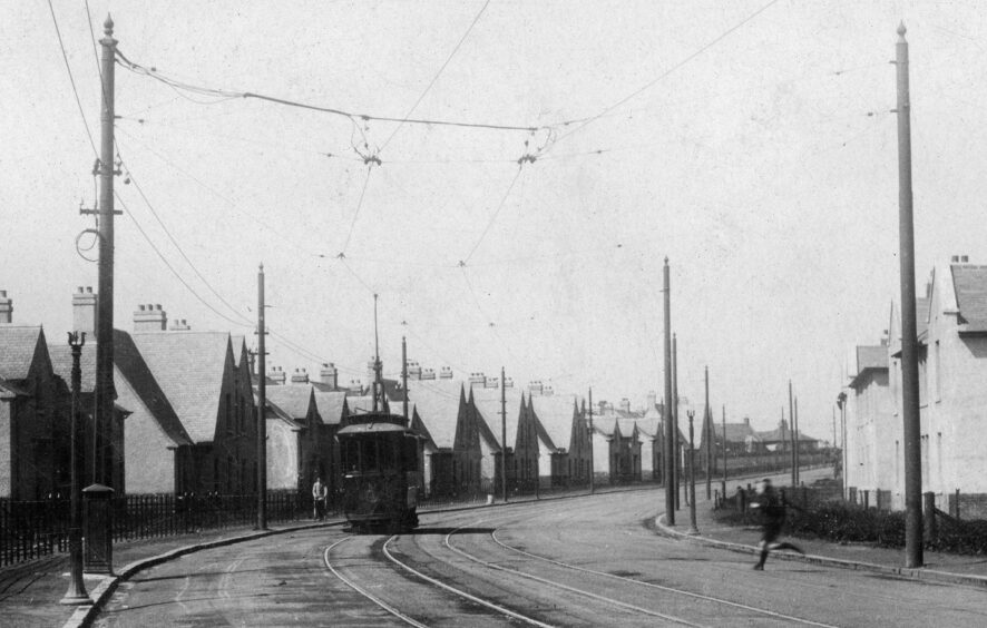 Housing followed the tram lines at Wellesley Road in Methil in the 1920s. Image: Stenlake Publishing.