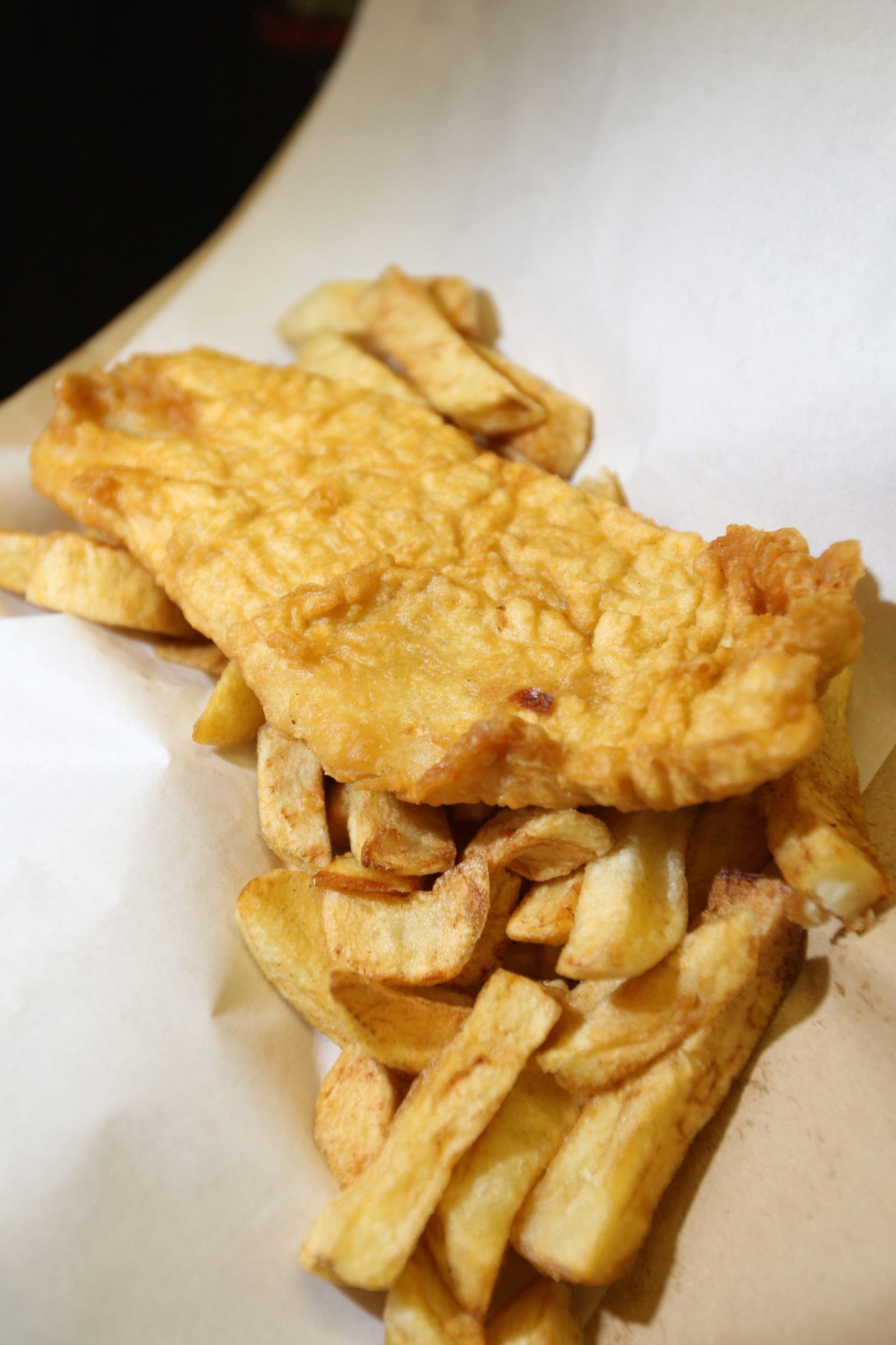 Fish and chips on paper