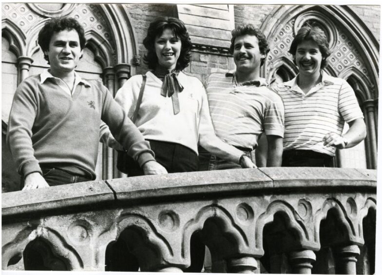 Roy Halpin, far left, and Chris Brinster, far right, with Roy's wife Marielle and Allard Leblanc. Image: DC Thomson.