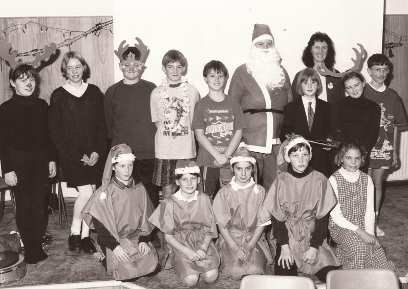 Children and Santa at the Colliston panto. 