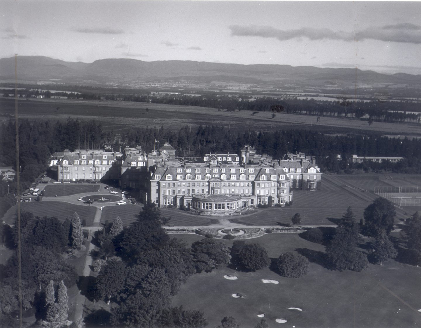 An aerial view of The Gleneagles Hotel and estate in 1999. 
