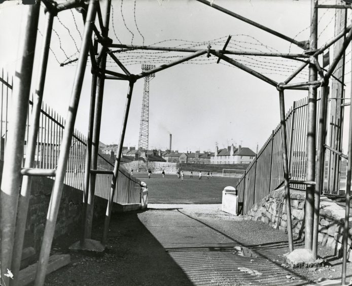 The view from the tunnel at Dens Park in 1964. 