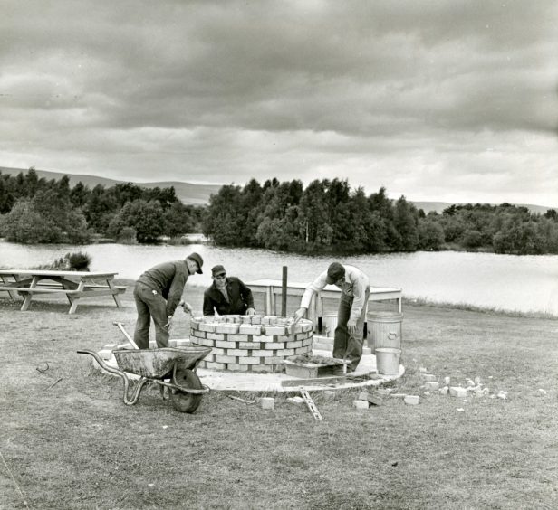 US servicemen building a barbecue pit at the Edzell base in 1964. Image: DC Thomson.