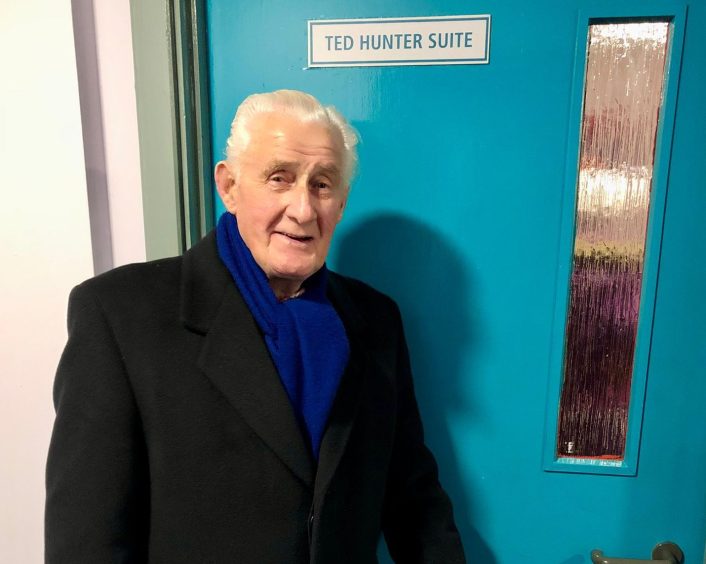 Ted Hunter outside the suite named in his honour at Dundee Ice Arena.
