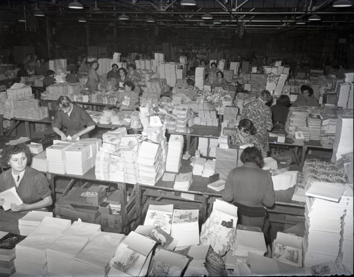 Staff at work in The West Kingsway factory of Valentine & Sons Ltd in 1955.
