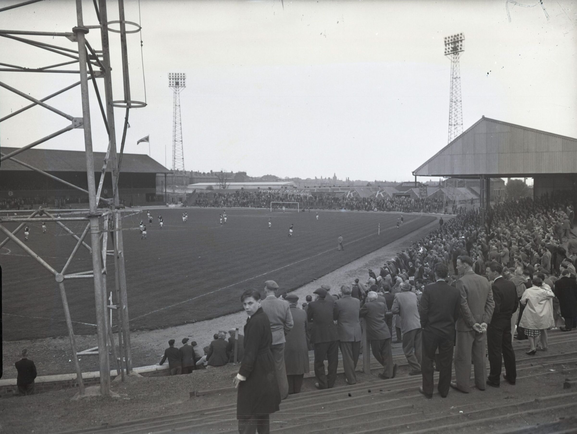 Supporters standing on the terracing at Dens Park in 1960. 
