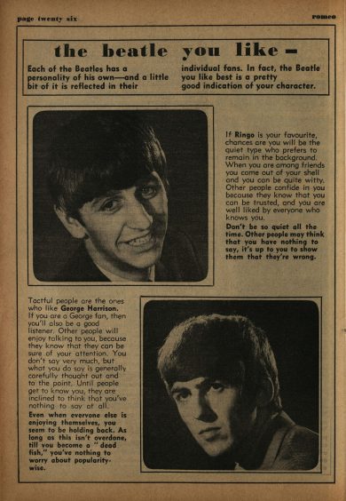 Romeo magazine chronicled the personalities of the Fab Four in 1964.