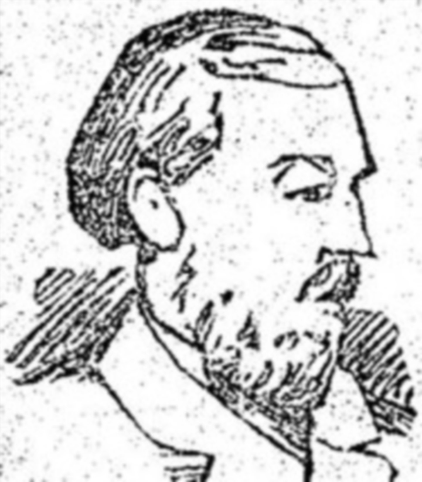 A black and white drawing of William Henry Bury.