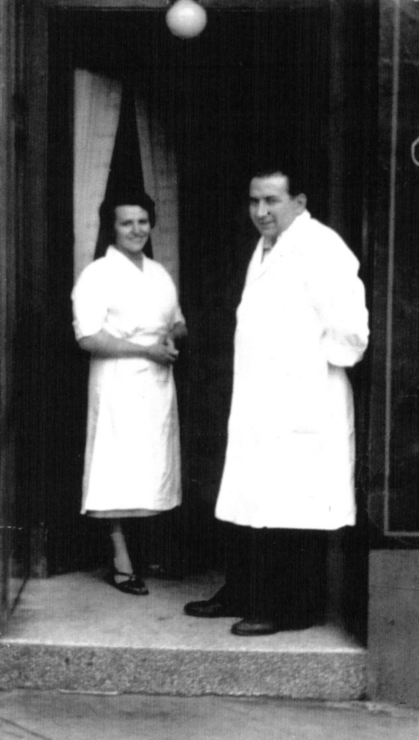 Peter Dora and Matilda Dora, in 1954, at Dora's in Dundee. Image: Supplied.