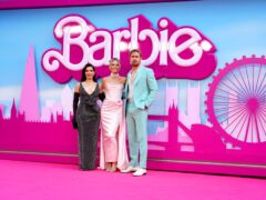 America Ferrera, Margot Robbie and Ryan Gosling arrive for the European premiere of Barbie (Ian West/PA)
