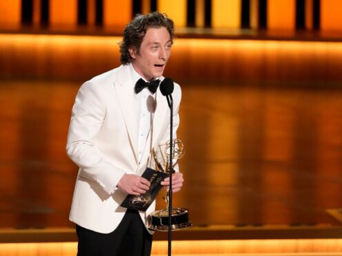 Jeremy Allen White accepts the award for outstanding lead actor in a comedy series for The Bear during the 75th Primetime Emmy Awards (Chris Pizzello/AP)
