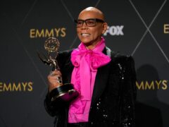 RuPaul, winner of the award for outstanding reality TV competition for RuPaul’s Drag Race, poses in the press room during the 75th Primetime Emmy Awards (Ashley Landis/AP)