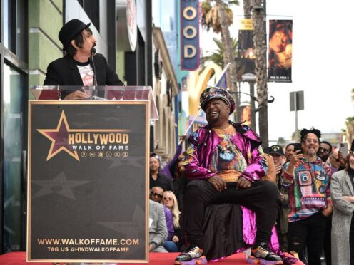 Anthony Kiedis and George Clinton attend a ceremony honouring Clinton with a star on the Hollywood Walk of Fame (Richard Shotwell/Invision/AP)