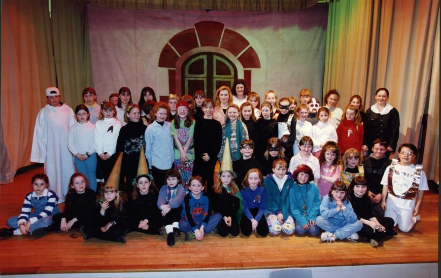Dundee Springboard Youth Theatre members on stage in March 1994. 