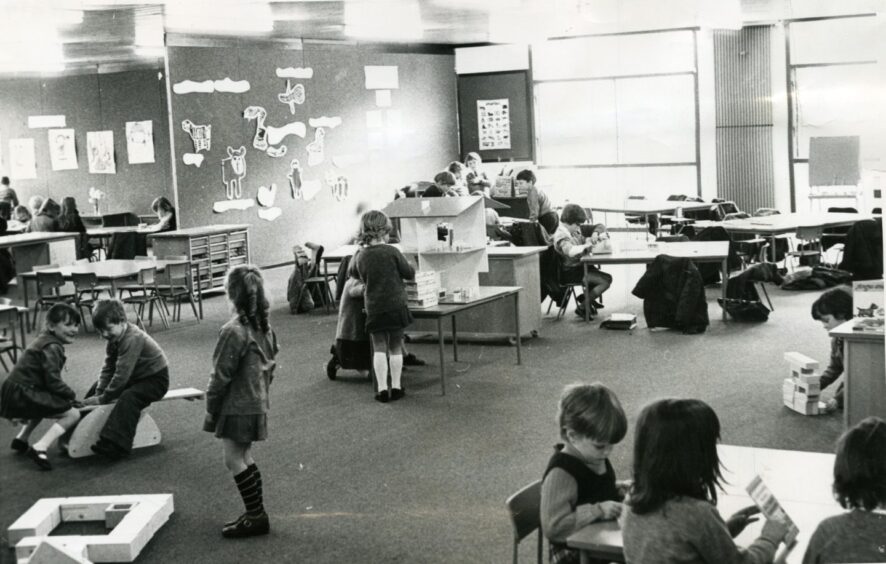 Children in a classroom at Kellyfield Primary School in Dundee. 