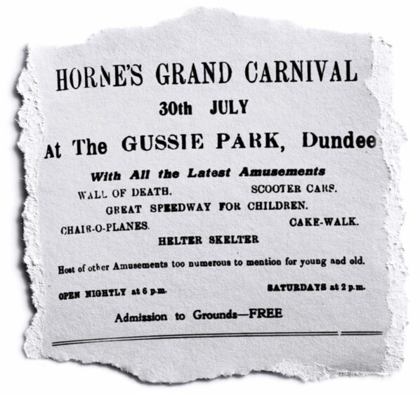 Horne's Gigantic Carnival being advertised in 1930. 