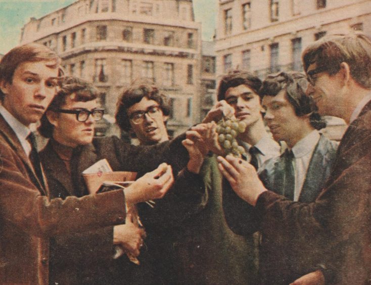 The Zombies alongside Harry in London in November 1964. Image: DC Thomson.