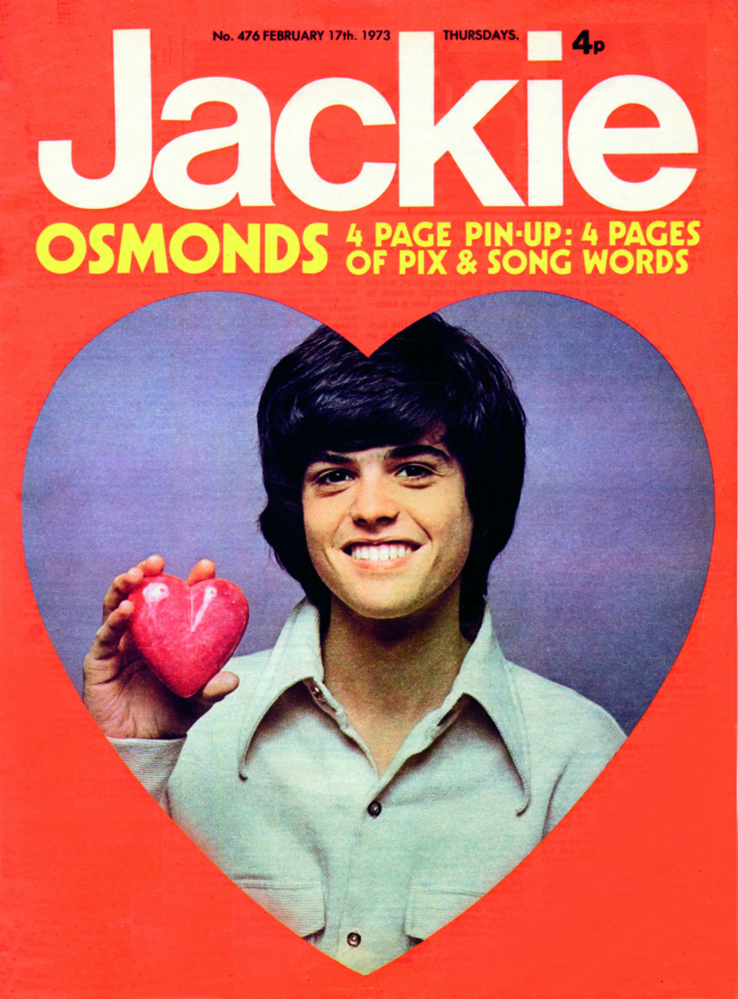Donny Osmond on the front cover of Jackie 