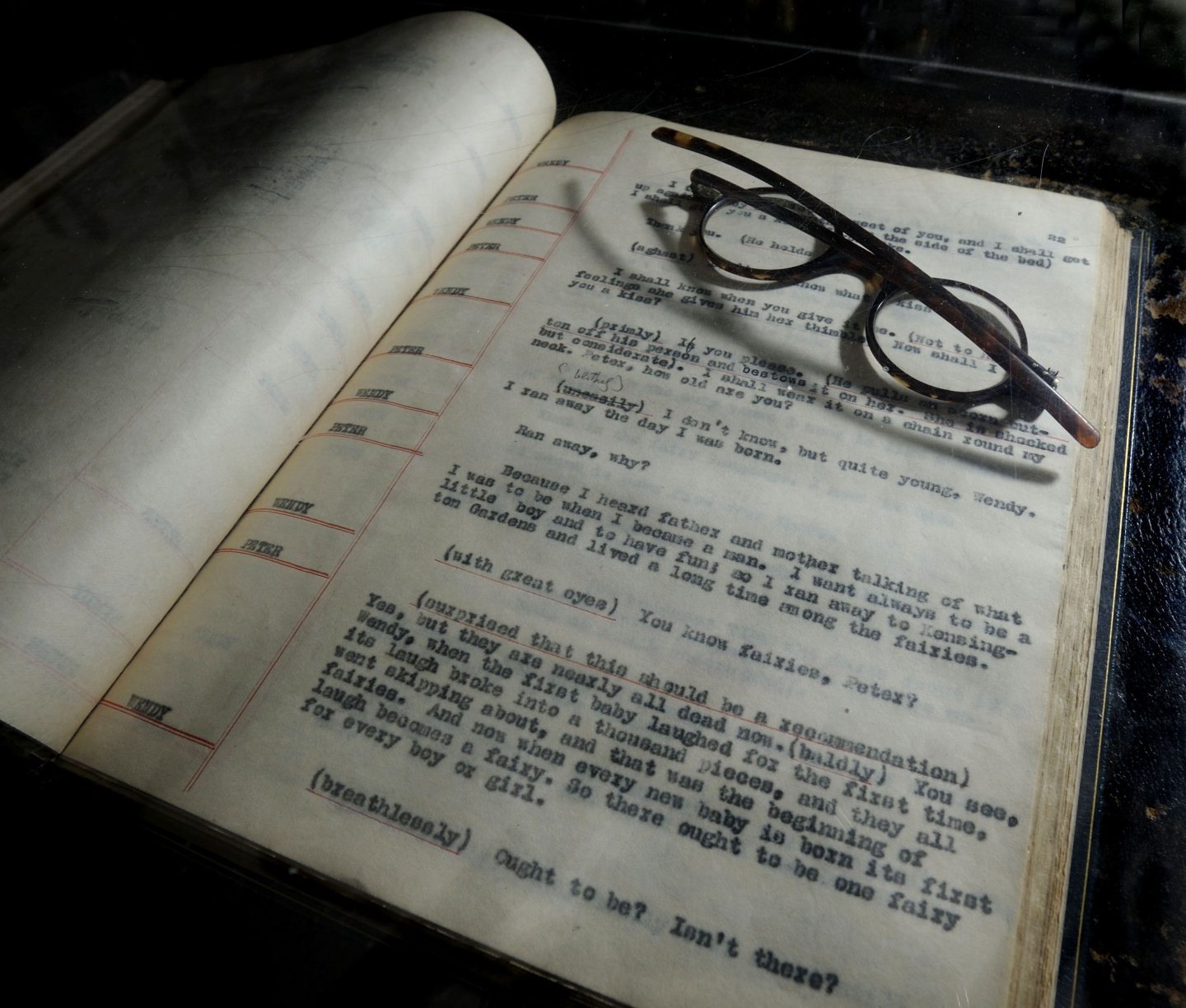 The original manuscript for Peter Pan on display at JM Barrie's home in Kirriemuir. Image: Shutterstock.