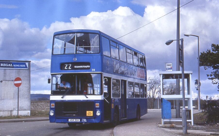 The 22 service to Ninewells Hospital at the old Downfield terminus. 
