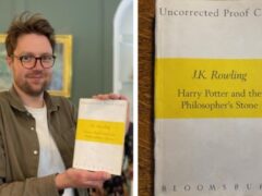 Hansons’ Head of Books Jim Spencer with the rare proof copy of Harry Potter and the Philosopher’s Stone (Hansons/PA)
