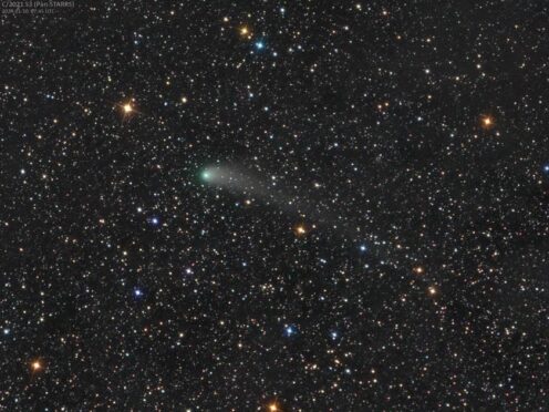 Photographers should look out for a fuzzy object to identify the head of the comet and a bright dash behind it to identify the tail (University of Reading/PA)
