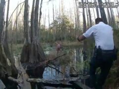 The rescue of a five-year-old girl from the wooded, swampy area (Hillsborough County Sheriff’s Office/AP)
