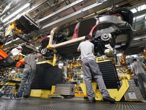Workers on the production line at Nissan’s factory in Sunderland after they were told that the car manufacturer is to end the night shift at its UK plant.