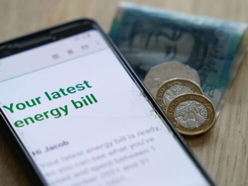 The typical household’s energy bill is forecast to fall from £1,928 per year to £1,635 from April 1 (PA)