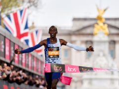 Kelvin Kiptum winning the men’s London Marathon in 2023 in a course record of two hours, one minute and 25 seconds (John Walton/PA)