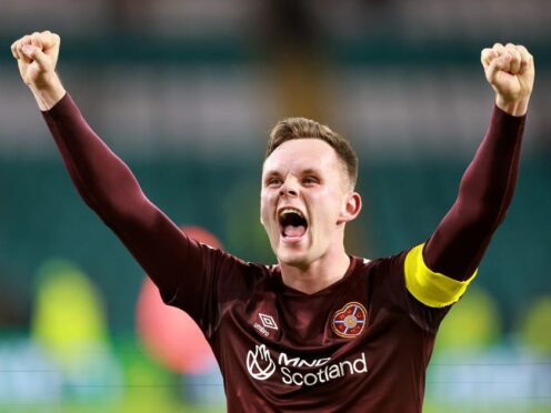 Lawrence Shankland scored twice for Hearts at Airdrie (Steve Welsh/PA)