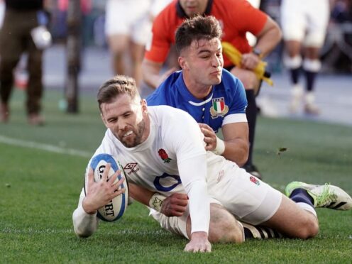 England’s Elliot Daly scores his side’s first try (Adam Davy/PA)