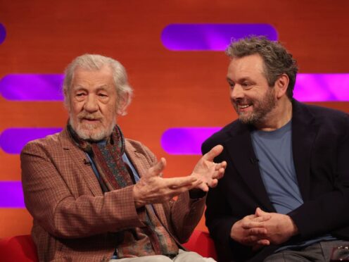 Sir Ian McKellen and Michael Sheen during the filming for the Graham Norton Show (Isabel Infantes/PA)