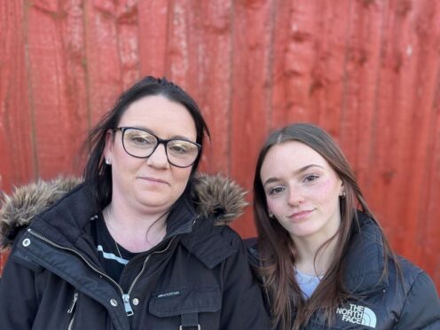 Post Office clerk Jacqueline Falcon (left), whose fraud conviction has been overturned by the Court of Appeal in the light of the Horizon system debacle, pictured with her 17-year-old daughter Summer, near their home in Hadston, Northumberland (Tom Wilkinson/PA)